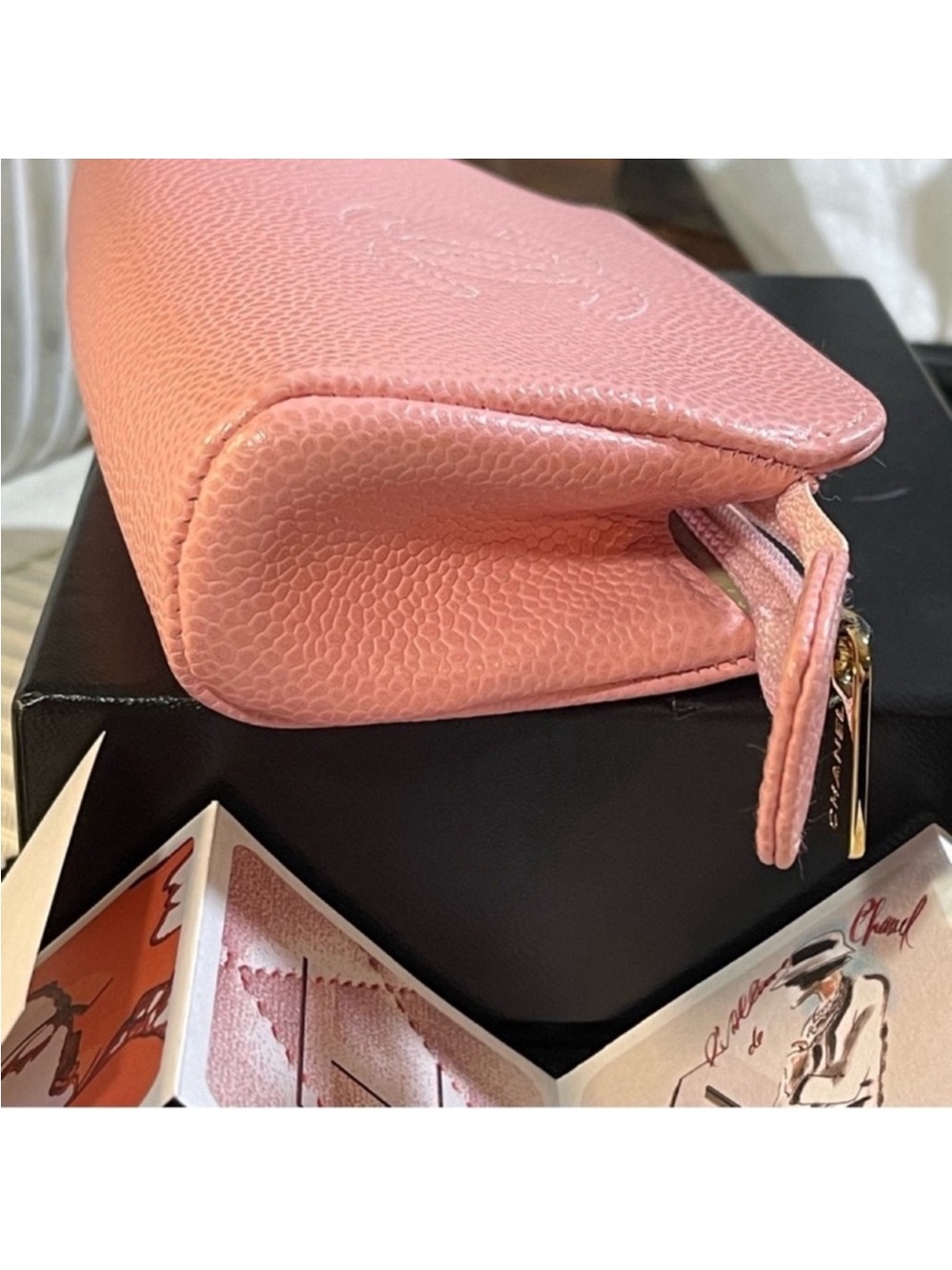 Pouch Chanel Caviar Leather Mini Pink Pouch - Picture 8 of 16